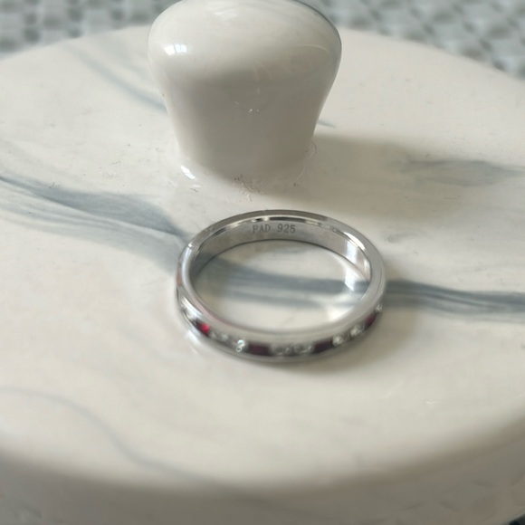 Vintage Silver 925 Stackable ring size 6.5 Ruby Red Stones - Picture 8 of 11